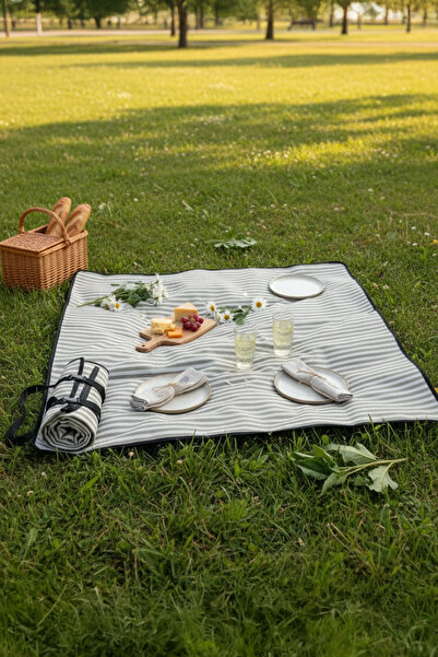 LIGHTINGHM 140x145 cm Taşınabilir Pamuklu Keten Piknik Örtüsü