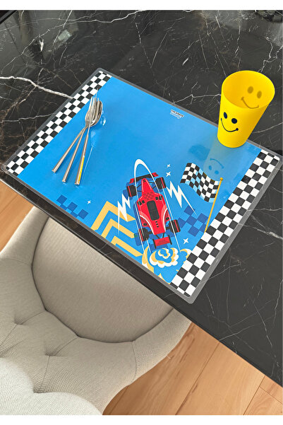 The Grade American Service Set of 2 Racing Car Themed Children's American Service Tableware and Home Decoration Dinner Mat