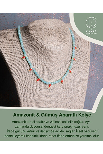 ÇAKRA DOĞAL TAŞ Amazonit & Gümüş Aparatlı Kolye