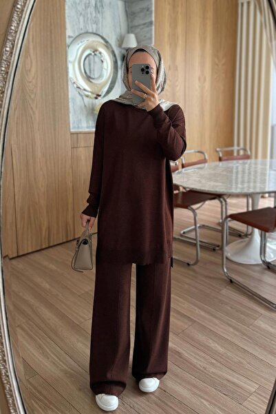 Ka Hijab Σετ Mercerized με λάμψη - Καφέ