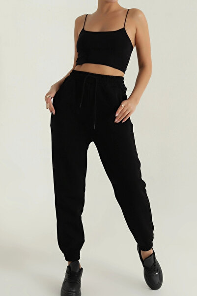 EXSPORT Γυναικεία και ανδρική Slimfit Φούτερ με ελαστική μέση και πόδια