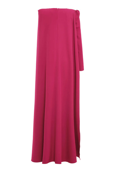 Keikei Fuşya krep uzun kol uzun elbise