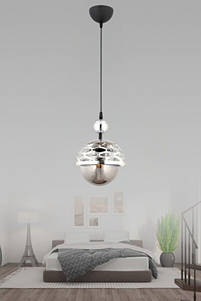 ESSLİGHT Lema Tekli Sarkıt Avize Füme Glob Camlı Koridor Hol