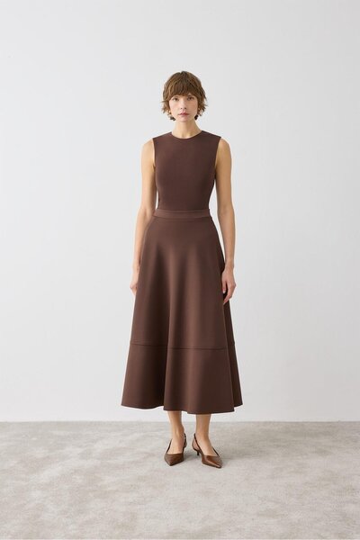 TERZİ DÜKKANI MİRA SCUBA ALTI PARÇALI KLOŞ ETEK ACI KAHVE