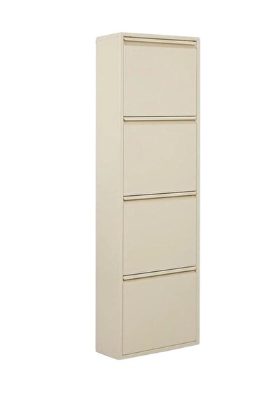 ReHome 4 Raflı Metal Ayakkabılık | Krem | Ayakkabı Dolabı | Rehome