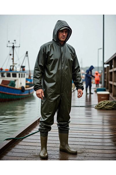 PayBuy بدلة مقاومة للماء CBT1200 لصيد الأسماك وموقع البناء 1200 معطف بغطاء للرأس مقاس كبير CBT