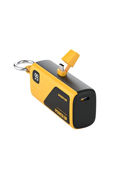 Polosmart PSM132 Taşınabilir Dijital Göstergeli 20W PD Çıkışlı Şarj Cihazı Powerbank 5.000 mAh Sarı