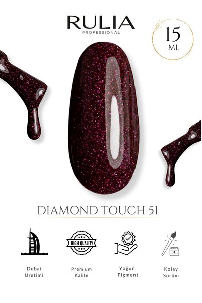 Rulia Professional Rulia Diamond Touch 51 Simli Vişne Çürüğü Kalıcı Oje 15 ml...