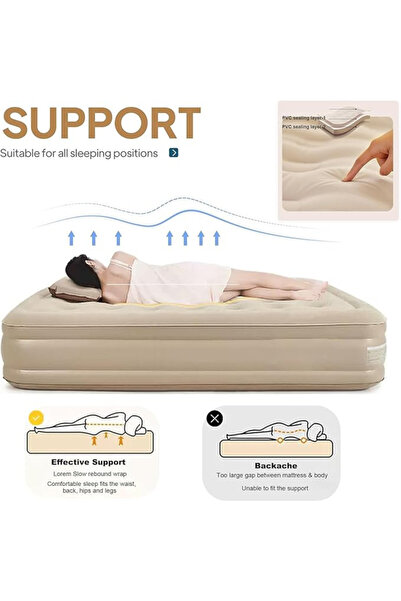 AutoFamily AUTO FAMILY Portable Inflatable Air Mattress with Electric Pump (200 X 180 X 25 CM)