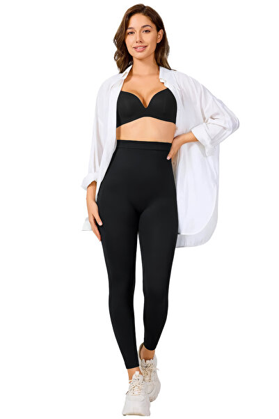 elilom Tini korzetové legíny s vysokým pasem, které stahují břicho, zeštíhlují a tvarují extra těsně, černé -