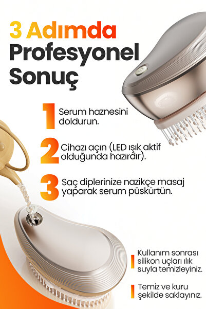 Dorimo Seressé Elektrikli Serum Püskürtmeli Ve Masajlı Tarak – Titreşimli Saç Bakım Cihazı - Saç Düzleştir