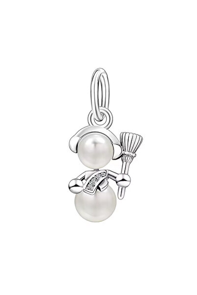 Fubena Işıltılı Kardan Adam Sallantılı Gümüş Charm