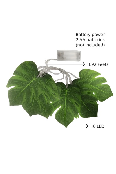 Choice سلسلة أضواء من أوراق مونستيرا بطول 1.5 متر، مكونة من 10 أوراق، مصنوعة ...