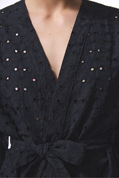 Penti Black Kimono with Tie Detail