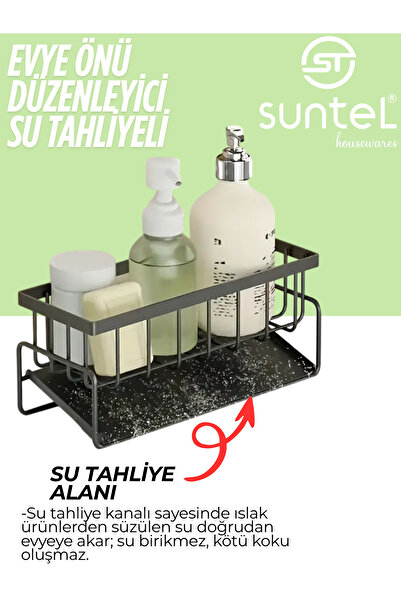 Suntel Tezgah Üstü Sıvı Sabunluk Ve Süngerlik Organizer