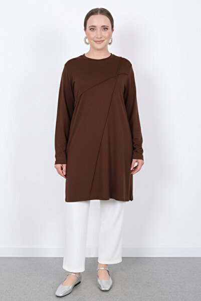 Linvey Günlük Rahat Şık Kadın Penye Yazlık Nervür Dikişli Geniş Kalıp Tunik