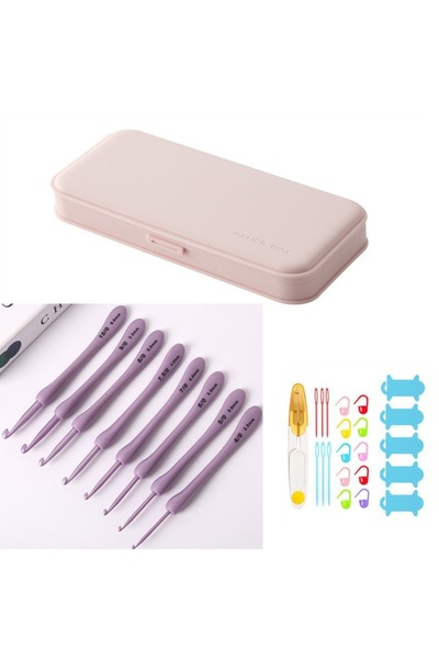Choice 8pcs and tool box 8Pcs/set Purple Crochet Hooks Set Craft Crochet Weav...
