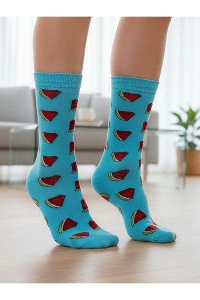 AKSU ÇORAP Blue Watermelon Summer Colorful Design Socket Socks