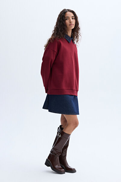 Mudo Loose Fit Button Detail Circular Neck Sweatshirt