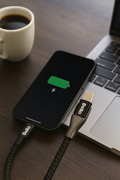 Tech&bello accessories Usb A To Type-c 5a Hızlı Şarj Data 1.2m Örgülü Ve Alüminyum Standlı Kablo Ba-02