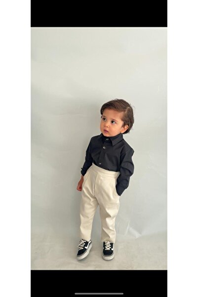 favorimkids Baby Kids Cream Long Sleeve Pantalon Shirt Suit 1-5 Years Old New4