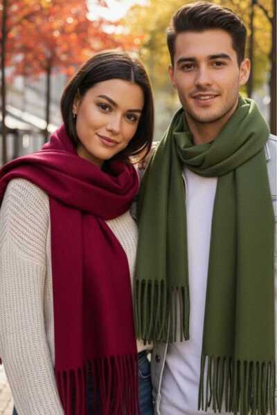 Trenderrs Unisex Soft Textured Tasseled Winter Boucle Scarf Shawl Set of 2