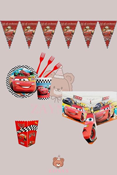Zayna's Cars Themed Birthday Party Set - Boys' Special Party Decoration Supplies for 8 People