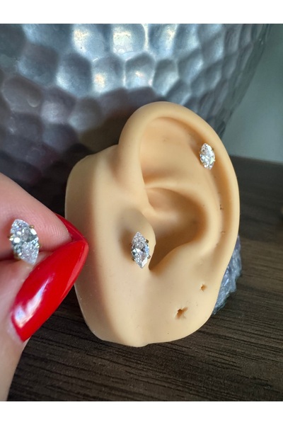 Bylin %100 316 L Cerrahi Çelik Markiz Zirkon Labret Piercing Takısı (TAŞ ÇAPI...