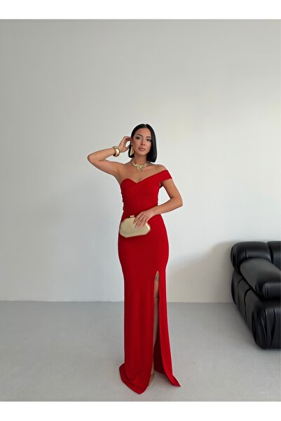 ALFUDO Moda Collection Kırmızı Gece Elbisesi Abiye