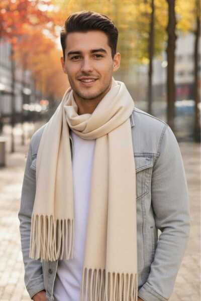 Trenderrs Unisex Soft Textured Tasseled Winter Boucle Scarf Shawl Set of 2