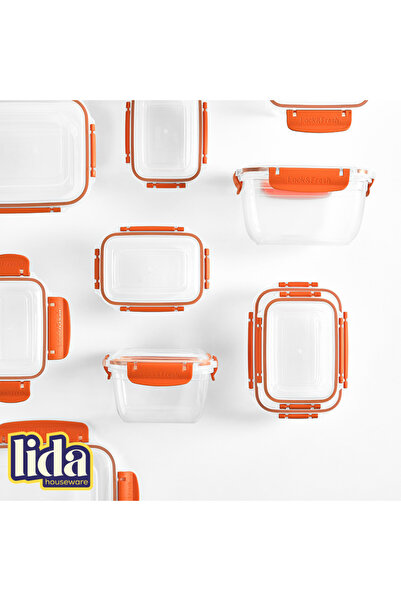 Lida Houseware 5-Piece Set of Storage Containers with Locking Lids – 350/600/1025/1700/2700 ml with Locking Lids