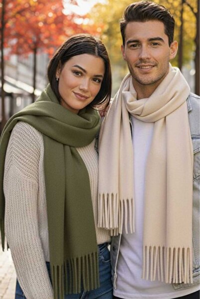 Trenderrs Unisex Soft Textured Tasseled Winter Boucle Scarf Shawl Set of 2
