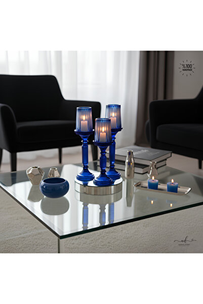 AKDEN STORE Kristal 3 Boy Renkli Şamdan Mumluk,Organizasyon,Nişan Şamdan