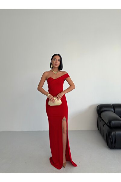 ALFUDO Moda Collection Kırmızı Gece Elbisesi Abiye