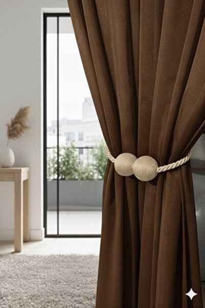 MMTHOME Mıknatıslı Perde Bağlama Aparat Aksesuarı Braçol Bej (1 Adet)