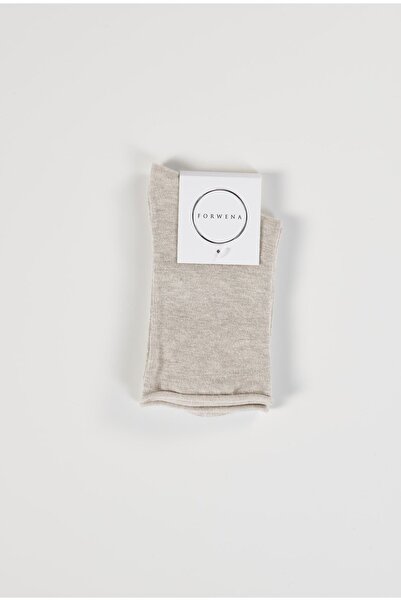 Forwena Beige Bamboo Elastic Seamless Women's Socks