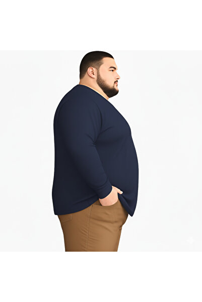 sngl Ανδρικό μπλουζάκι μεγάλου μεγέθους με μακρύ μανίκι V λαιμόκοψη 3xl 4xl 5xl 6xl 7xl 8xl 9xl