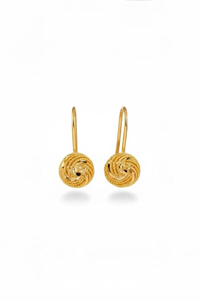 Çgk Çiğdem Gürel Kuyumculuk Yuvarlak Gül Altın Küpe