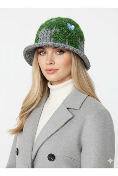 drt tasarım Palace Hat Gray and Green Glitter