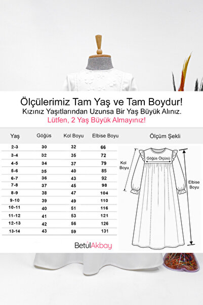 Betül Akbay Kız Çocuk İcazet Merasimi Özel Gün Elbisesi Meryem Model Beyaz