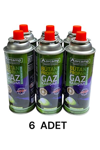 Orcamp Kamp ocak kartuş dik uzun 227gr valfli pütan propan gaz kartuşu 6 adet...