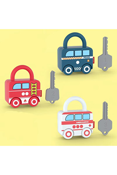 Choice لعبة ألغاز ممتعة للأطفال مكونة من 3 قطع باللون الأخضر الفاتح، لعبة قفل متطابقة، سيارة، شكل مفتاح، تطوير ذكاء الأطفال