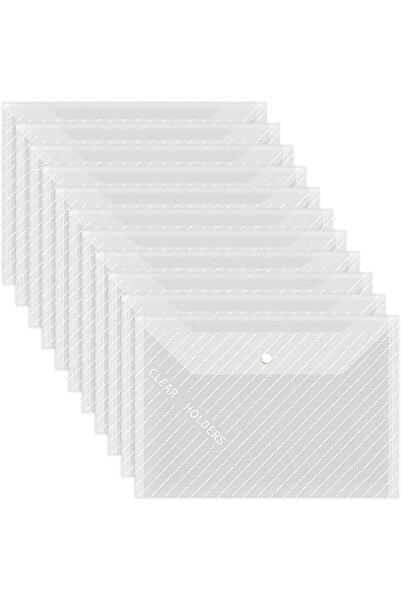 Choice White Twill-10pcs 10 PCS Plastic Folders for Document, A4 Size Plastic Envelopes with Snap Closure,