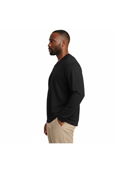 sngl Мъжка блуза с дълъг ръкав, интерлок, широка V-образна яка, размери S-M-L-XL-2XL