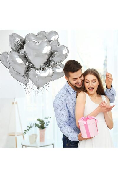 Parti dolabı 5 Pcs Silver Gray Heart Balloon Foil 45 cm Helium Flying Valentine's Day Heart Gift February 14Th Marriage Proposal