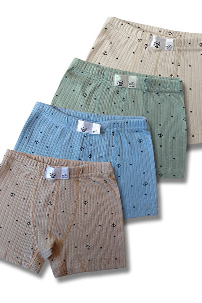 Perakids 100% Cotton Boy's Ribbed Camisole Boxer Briefs Underwear Set of 4