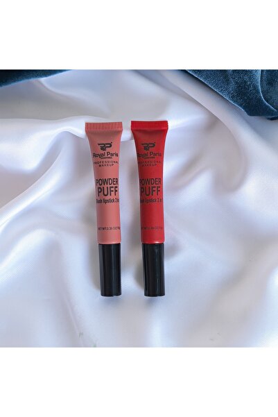 Lesvip's powder puff sünger aplikatörlü ruj ve allık 2 ın1 ikili set