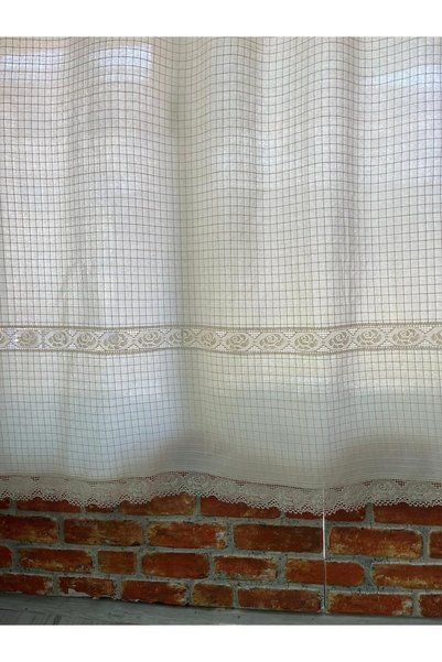 SEVCAN TEKSTİL Buldan İşi 100% Cotton Monika Authentic Sunshade Curtain with Lace on the Sides and Ends