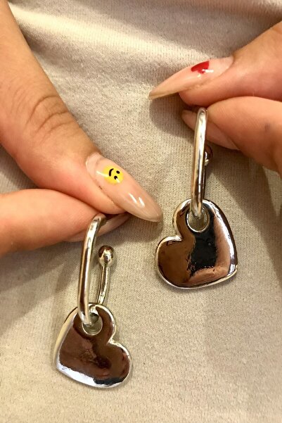 alsaccessories Heart Shaped Hoop Model VIP Silver Color Earrings