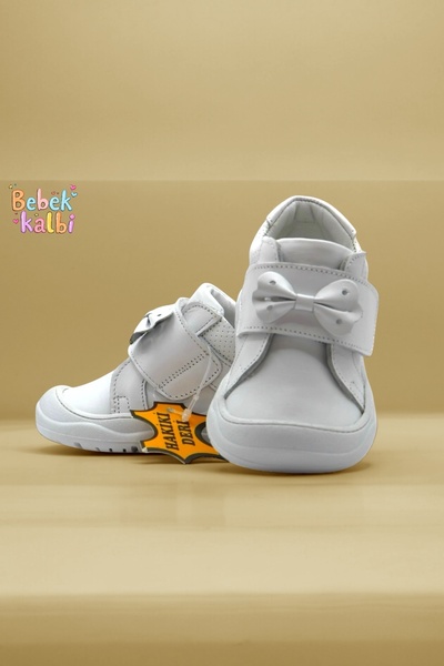 NİNO BEBE Genuine Leather Orthopedic Sole First Step Ribbon Baby Girl Shoes